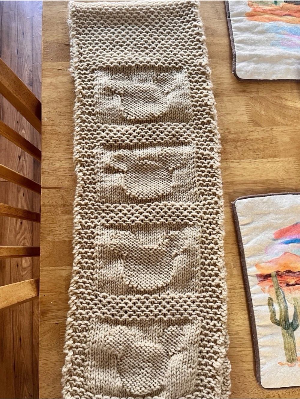Hand-Knit Cream Cable Panel Scarf - Women's Accessory